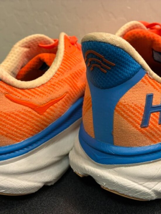 Hoka One One Clifton 9 Mens Size 10.5 Orange Blue Running Walking Shoes Sneakers main image 5